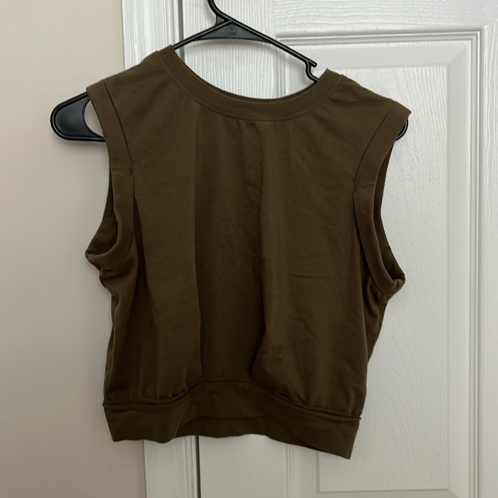 Olive Green Sleeveless Crop Top - Good